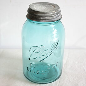 【中古】【送料無料】アンティーク メイソンジャー | BALL JAR BLUE PINT POT MEDIUM ヴィンテージ ビンテージ おしゃれ 可愛い かわいい ガラス ハンドメイドガラス 花瓶 小物入れ オブジェ ディスプレイ レトロ アメリカ カフェ 一点物 インテリア 店舗什器