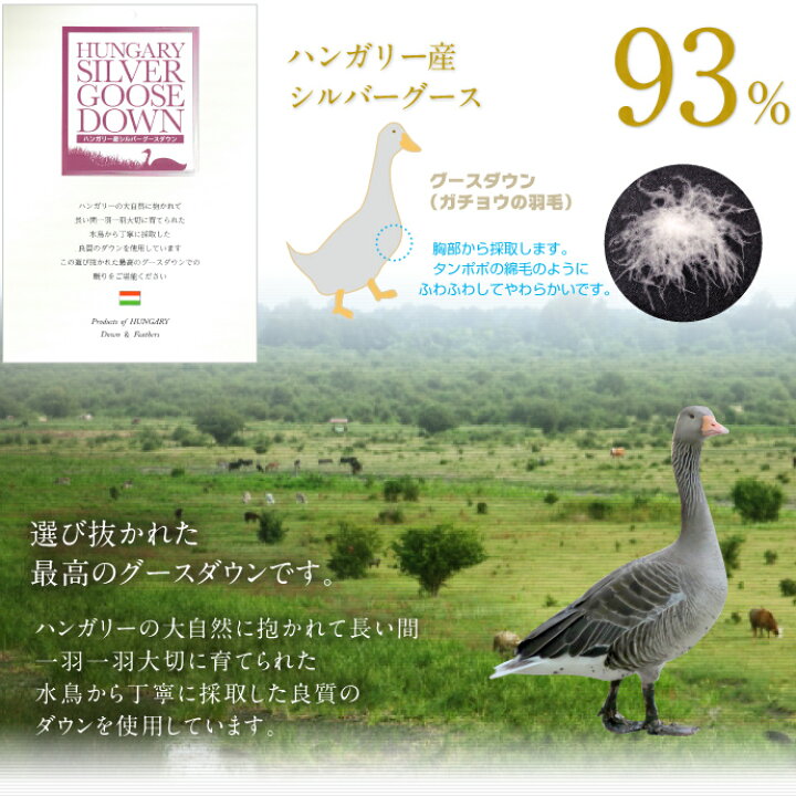 楽天市場】羽毛布団 2枚合せ ダブル 約190×210cm ハンガリー産シルバー 