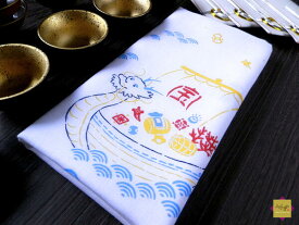 【在庫限り】 干支・ガーゼ手ぬぐい むす美 hk 【辰・宝船・富士】 34cm×88cm 綿100% 風呂敷専門店 剣道 弓道 面タオル 面手ぬぐい 和柄 干支 辰 龍 中国 お正月 縁起 縦柄 横柄 晒 綿 タペストリー ギフト 大人の推し活 白