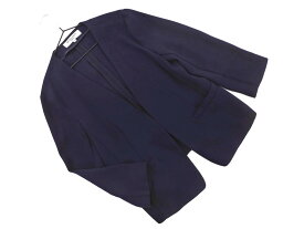 ネコポスOK NATURAL BEAUTY BASIC ナチュラルビューティーベーシック ノーカラー ジャケット sizeS/紺 ■◇ ☆ gbc0 レディース【USED】【中古】【古着】【ブランド古着買取・販売ABJ】