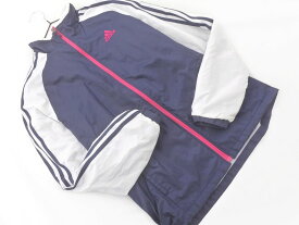 adidas アディダス トラック ジャケット sizeL/紺x白 ◇■ ☆ ead1 レディース【USED】【中古】【古着】【ブランド古着買取・販売ABJ】