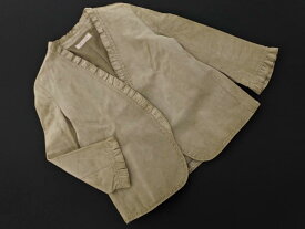 Spick &amp; Span スピック＆スパン 本革 レザー フリル ジャケット ライトカーキ ◇■ ☆ fjc7 レディース【USED】【中古】【古着】【ブランド古着買取・販売ABJ】
