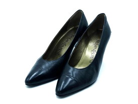 YVES SAINT LAURENT イヴサンローラン レザー ミドルヒール パンプス size35（22.5cmくらい）/黒 ■■ ☆ dka6 レディース【USED】【中古】【古着】【ブランド古着買取・販売ABJ】