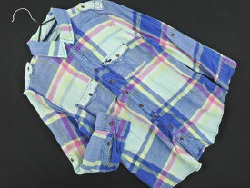 Abercrombie &amp; Fitch アバクロンビー＆フィッチ チェック 7分袖 シャツ sizeS/ピンクx青 ■◇ ☆ eca5 レディース【USED】【中古】【古着】【ブランド古着買取・販売ABJ】