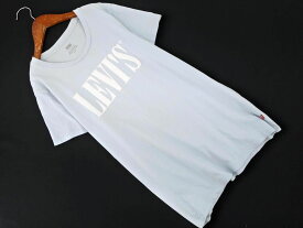 ネコポスOK LEVI&#039;S リーバイス ロゴプリント Tシャツ sizeS/水色 ■◆ ☆ dfa8 レディース【USED】【中古】【古着】【ブランド古着買取・販売ABJ】