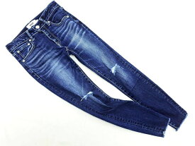 AZUL BY MOUSSY アズールバイマウジー クラッシュ加工 スキニー デニムパンツ sizeXS/紺 ■■ ☆ eda5 レディース【USED】【中古】【古着】【ブランド古着買取・販売ABJ】