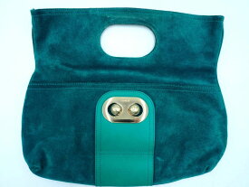 FURLA フルラ スウェード 2WAY クラッチ バッグ 緑 ◇■ ☆ ebc6 レディース【USED】【中古】【古着】【ブランド古着買取・販売ABJ】