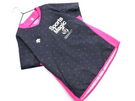 ネコポスOK DESCENTE デサント 切替 トレーニングウェア カットソー sizeM/黒xピンク ■◆ ☆ fea2 レディース【USED】【中古】【古着】【ブランド古着買取・販売ABJ】