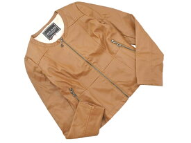 CECIL McBEE セシルマクビー フェイクレザー ノーカラー ジャケット sizeM/茶 ◇■ ☆ gba2 レディース【USED】【中古】【古着】【ブランド古着買取・販売ABJ】