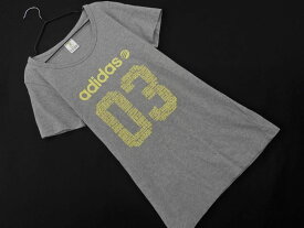 ネコポスOK adidas アディダス ロゴプリント Tシャツ sizeM/グレー ■◆ ☆ edc9 レディース【USED】【中古】【古着】【ブランド古着買取・販売ABJ】