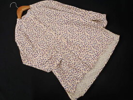 UNIQLO INES DE LA FRESSANGE ユニクロ イネス 花柄 バンドカラー 7分袖 ブラウス シャツ sizeS/アイボリー ■◇ ☆ edc5 レディース【USED】【中古】【古着】【ブランド古着買取・販売ABJ】