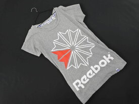 ネコポスOK Reebok リーボック ロゴ プリント ロング Tシャツ sizeS/グレー ■◆ ☆ djd1 レディース【USED】【中古】【古着】【ブランド古着買取・販売ABJ】