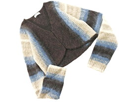 LAGUA GEM ラグアジェム ウール混 ボーダー カーディガン sizeF/黒xグレーx青 ◇■ ☆ fkb3 レディース【USED】【中古】【古着】【ブランド古着買取・販売ABJ】