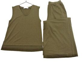 CECIL McBEE セシルマクビー ノースリーブカットソー ワイドパンツ セットアップ sizeM/カーキ ■◆ ☆ fga9 レディース【USED】【中古】【古着】【ブランド古着買取・販売ABJ】