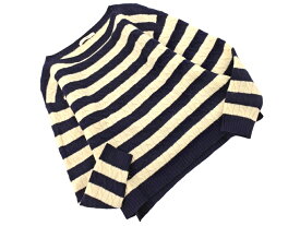 SHIPS シップス ウール100% ボーダー ニット セーター 紺xアイボリー ◇■ ☆ fkb3 レディース【USED】【中古】【古着】【ブランド古着買取・販売ABJ】