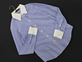 ネコポスOK INED イネド ストライプ ブラウス シャツ size9/白x青 ◇■ ☆ fkb3 レディース【USED】【中古】【古着】【ブランド古着買取・販売ABJ】