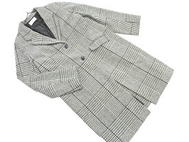 AZUL BY MOUSSY アズールバイマウジー ウール混 チェック チェスター コート sizeL/白x黒 ◇■ ☆ fkb3 レディース【USED】【中古】【古着】【ブランド古着買取・販売ABJ】