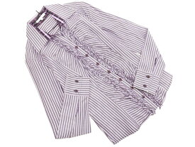 NARACAMICIE ナラカミーチェ ストライプ フリル シャツ size?/白x紫 ◇■ ☆ fkb3 レディース【USED】【中古】【古着】【ブランド古着買取・販売ABJ】