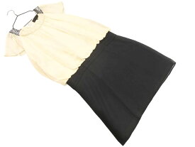 UNTITLED アンタイトル シフォン ドッキング 結婚式二次会 ドレス ワンピース size2/ベージュx黒 ■■ ☆ fkb3 レディース【USED】【中古】【古着】【ブランド古着買取・販売ABJ】
