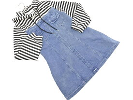 Narcissus ナルシス デニム ボーダー フード ドッキング ワンピース sizeF/白x黒x青 ◇■ ☆ fkb3 レディース【USED】【中古】【古着】【ブランド古着買取・販売ABJ】