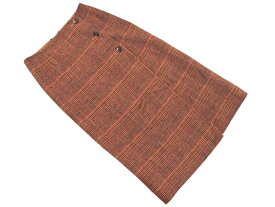 グリーンレーベル ユナイテッドアローズ リバーシブル ウール混 チェック ロング スカート sizeXS/赤xベージュ ◇■ ☆ fkb3 レディース【USED】【中古】【古着】【ブランド古着買取・販売ABJ】