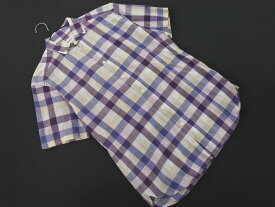 ネコポスOK quadro クオドロ チェック ボタンダウン シャツ size3/紫 ■◆ ☆ fec1 メンズ【USED】【中古】【古着】【ブランド古着買取・販売ABJ】