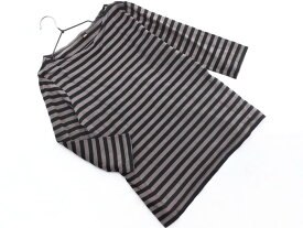 DOUBLE STANDARD CLOTHING ダブルスタンダードクロージング ボーダー カットソー 黒xブラウン ■◇ ☆ fgd1 レディース【USED】【中古】【古着】【ブランド古着買取・販売ABJ】