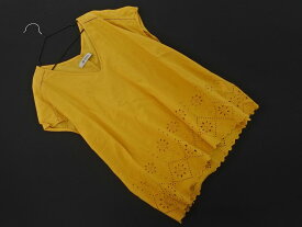 ネコポスOK nano universe ナノユニバース カットワーク ブラウス シャツ sizeF/黄 ■◆ ☆ fga3 レディース【USED】【中古】【古着】【ブランド古着買取・販売ABJ】