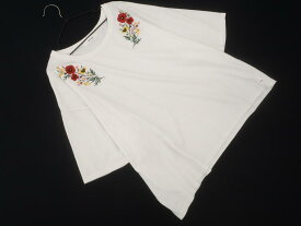 ネコポスOK niko and ニコ アンド 刺繍 半袖 カットソー 白 ■◆ ☆ ffb1 レディース【USED】【中古】【古着】【ブランド古着買取・販売ABJ】