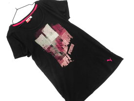 ネコポスOK PUMA プーマ プリント Tシャツ sizeS/黒 ■◆ ☆ dfc3 レディース【USED】【中古】【古着】【ブランド古着買取・販売ABJ】