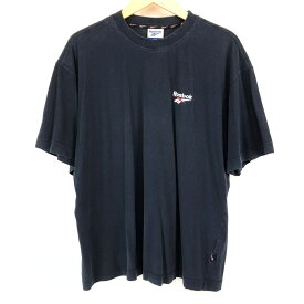 【古着】 Reebok リーボック ワンポイントTシャツ ネイビー系 メンズM 【中古】 n003647