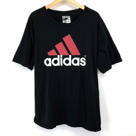 【古着】 adidas アディダス ロゴプリントTシャツ ブラック系 メンズXL以上 【中古】 n003650