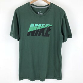 【古着】 NIKE ナイキ ロゴプリントTシャツ グリーン系 メンズM 【中古】 n003746