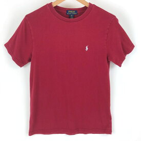 【古着】 RALPH LAUREN ラルフローレン ワンポイントTシャツ ワイン系 ユースM 【中古】 n003865