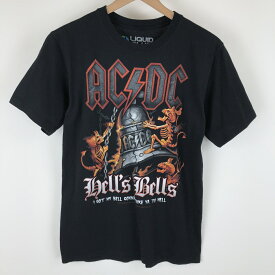 【古着】 AC/DC エーシーディーシー バンドプリントTシャツ ブラック系 レディースM 【中古】 n004196