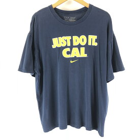 【古着】 NIKE ナイキ プリントTシャツ JUST DO IT! CAL ネイビー系 メンズXL 【中古】 n004477