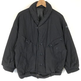 中綿ジャケット ショールカラー 切替えデザイン 9分袖 80年代 ヴィンテージ ブラック系 レディースM n012625