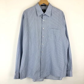 【古着】 Calvin Klein カルバンクライン ストライプシャツ ドレスシャツ 長袖 ブルー系 メンズXL 【中古】 n013270