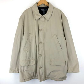 【古着】 RALPH LAUREN ラルフローレン ハーフコート 裏フリース 内ポケあり 無地 ベージュ系 メンズXL 【中古】 n013513