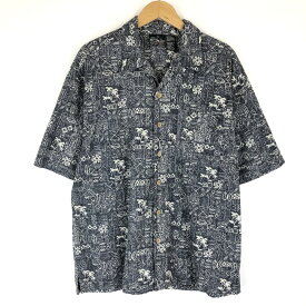 【古着】 Ocean Pacific オーシャンパシフィック ハワイアンシャツ 生地裏使い 総柄 グレー系 メンズM n017537