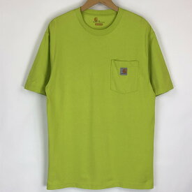 【古着】 Carhartt カーハート ポケットTシャツ ネオンカラー グリーン系 メンズM 【中古】 n017730