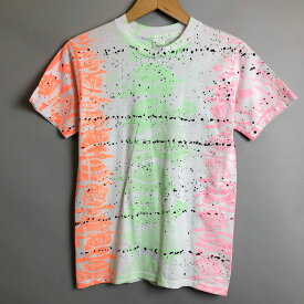 【古着】 L.A. Bhia 総柄Tシャツ made in USA ハンドプリント カメ 貝 ヴィンテージ ホワイト系 レディースXS