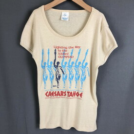 【古着】 anvil プリントTシャツ made in USA 聖火ランナー 80年代 ヴィンテージ ベージュ系 レディースS n019768