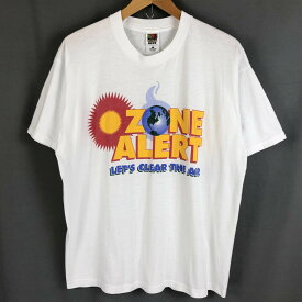 【古着】 ロゴプリントTシャツ OZON ALERT イベントもの バックプリント ホワイト系 メンズXL 【中古】 n019899