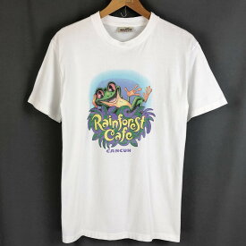 【古着】 RAIN FOREST CAF? プリントTシャツ かえる カンクン メキシコシティ ホワイト系 メンズM n019900
