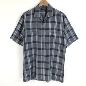 TRIUMPH of california チェックシャツ オープンカラーシャツ オールド 半袖 ネイビー系 メンズM n020402