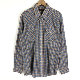 リーバイス ウエスタンシャツ チェックシャツ made in USA オールド 長袖 ブルー系 メンズXL n020412