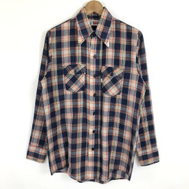 【古着】 Levi's リーバイス チェックシャツ made in USA ヴィンテージ 長袖 ネイビー系 メンズS n020420