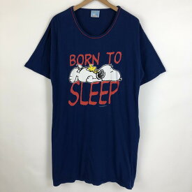 PEANUTS ピーナッツ Tシャツワンピース キャラクタープリント スヌーピー 半袖 ネイビー系 レディースM n021301