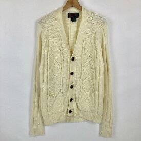 【古着】 sigallo フィッシャーマンカーディガン アラン編み 60-70年代 ヴィンテージ ホワイト系 レディースL n021616